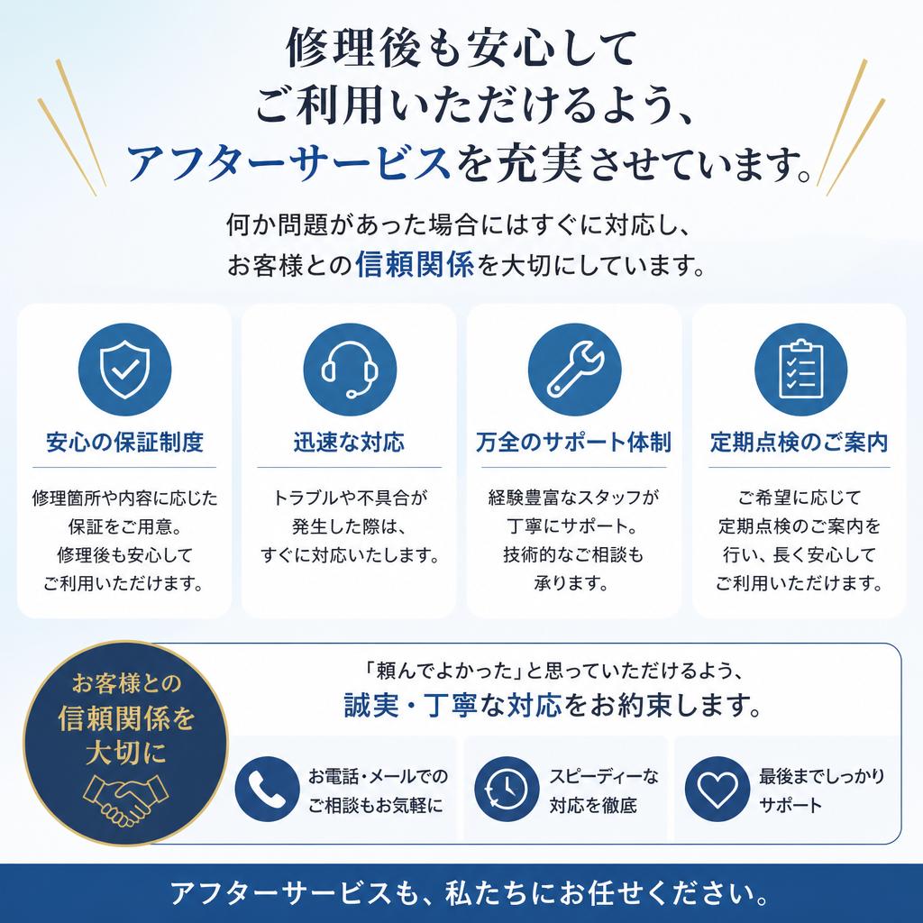 アフターサービスで安心感を提供