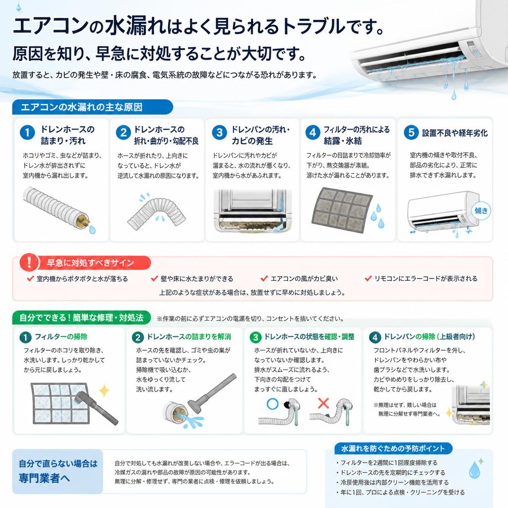水漏れが発生した場合の修理方法